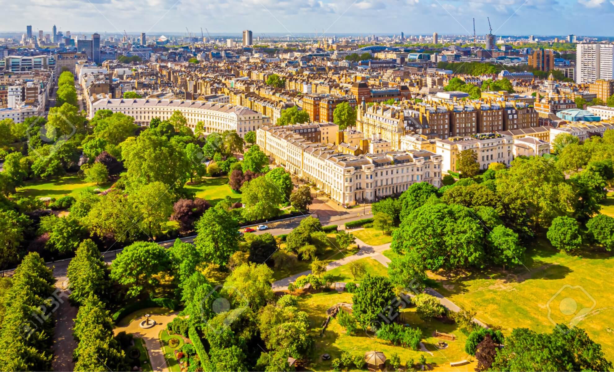 Vue aérienne sur le Regent’s Park, Londres, Angleterre