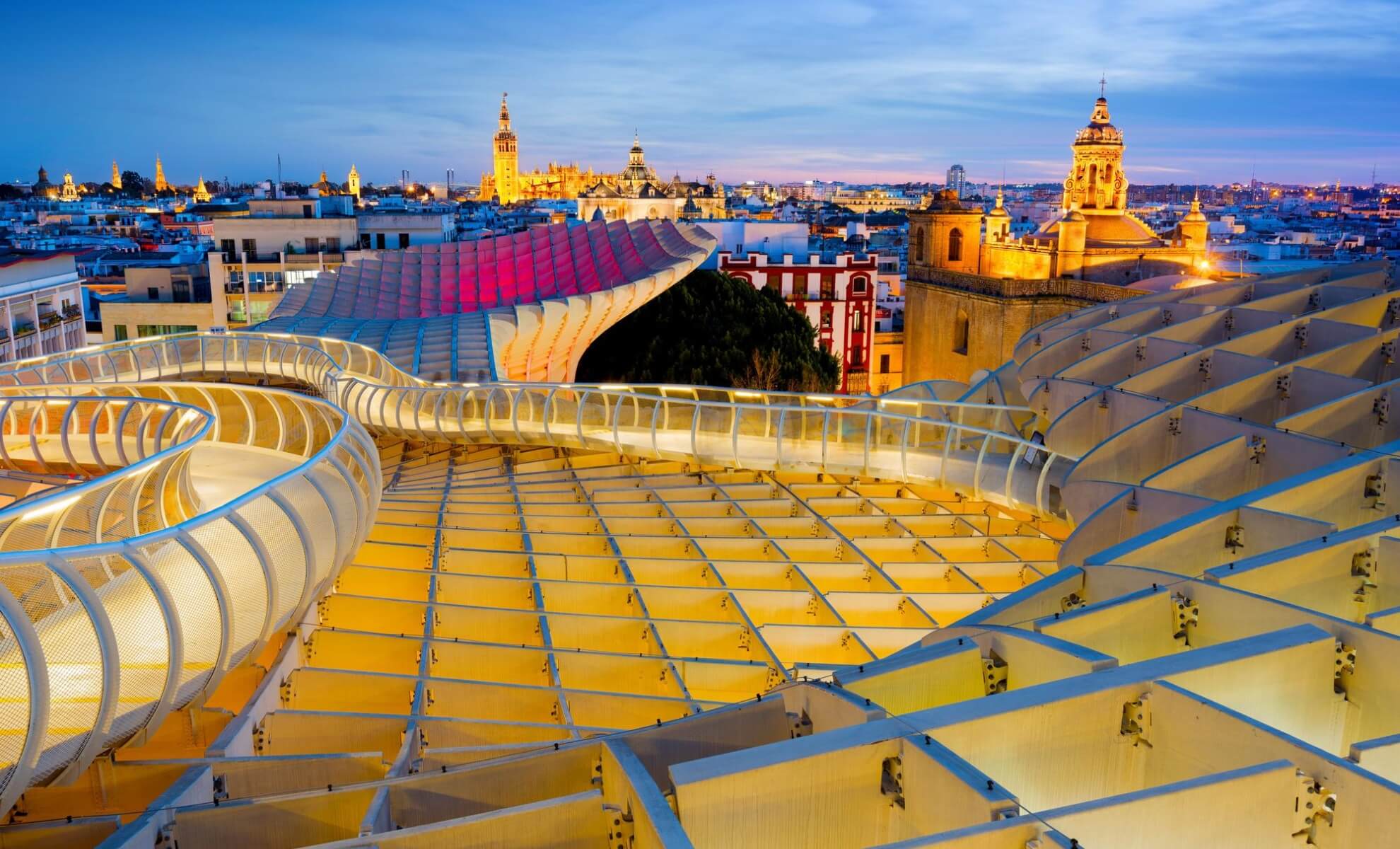 Vue sur la ville de Séville depuis la terrasse du Metropol Parasol