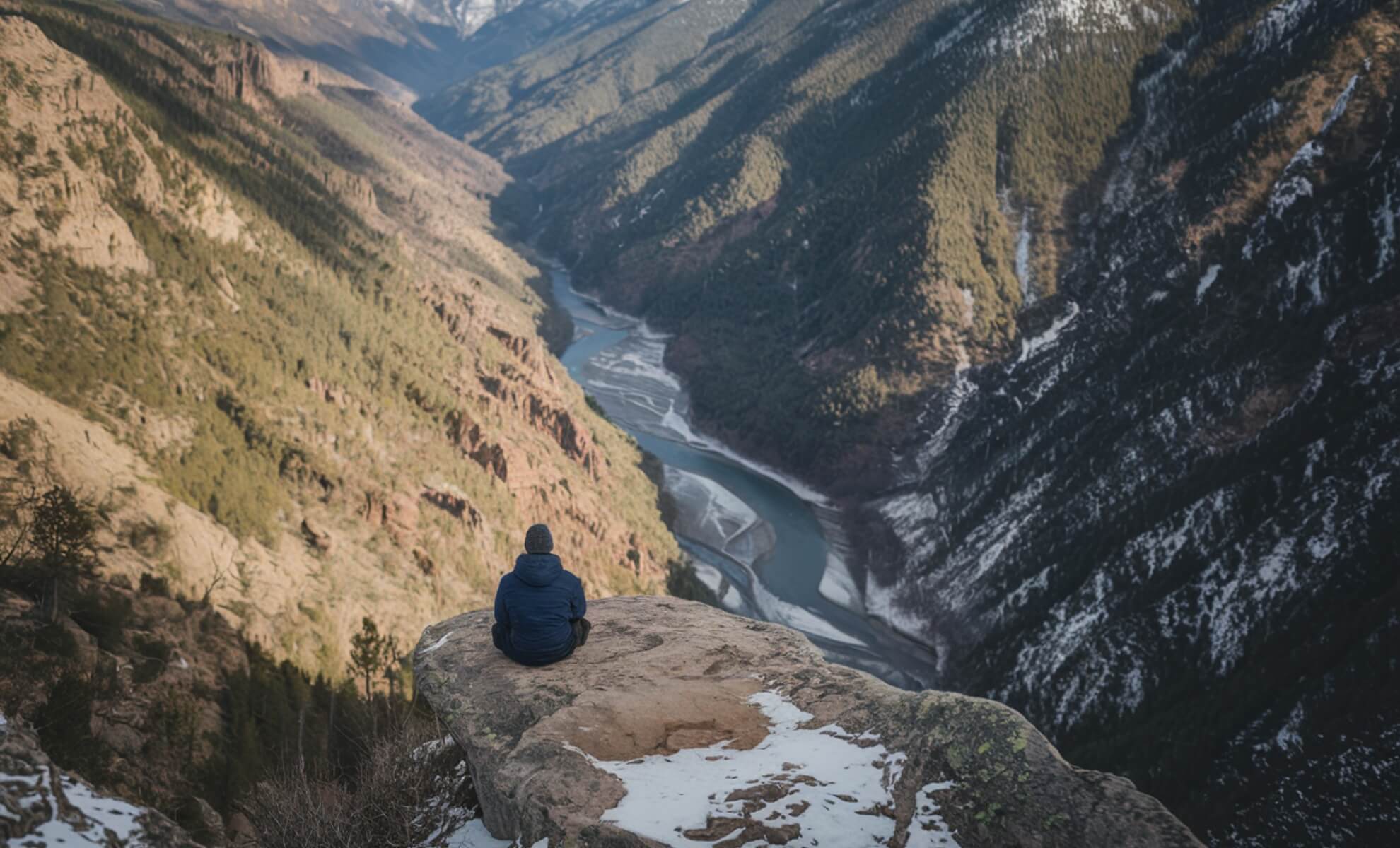 randonnée dans les gorges en hiver