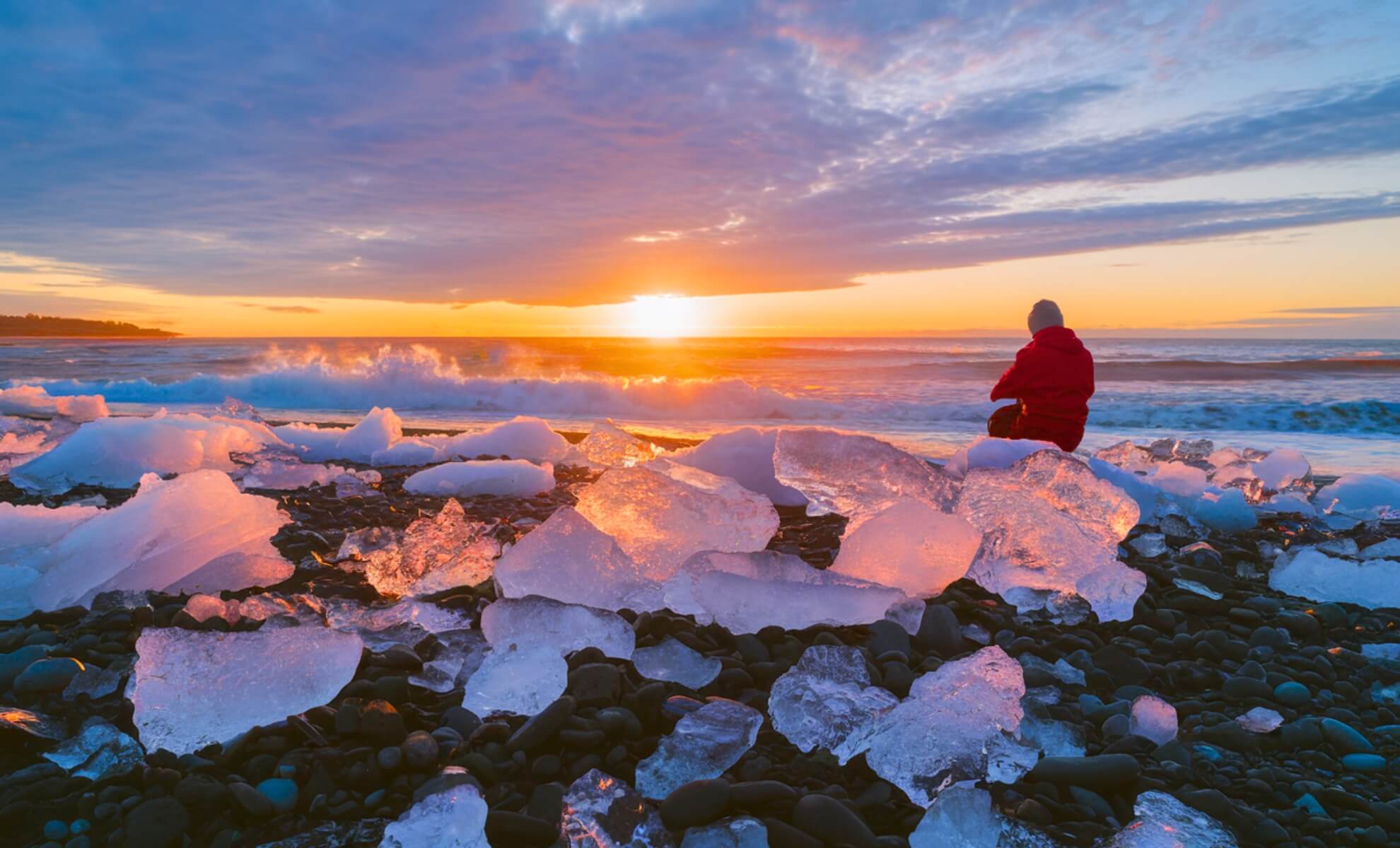 plage remplie de glace