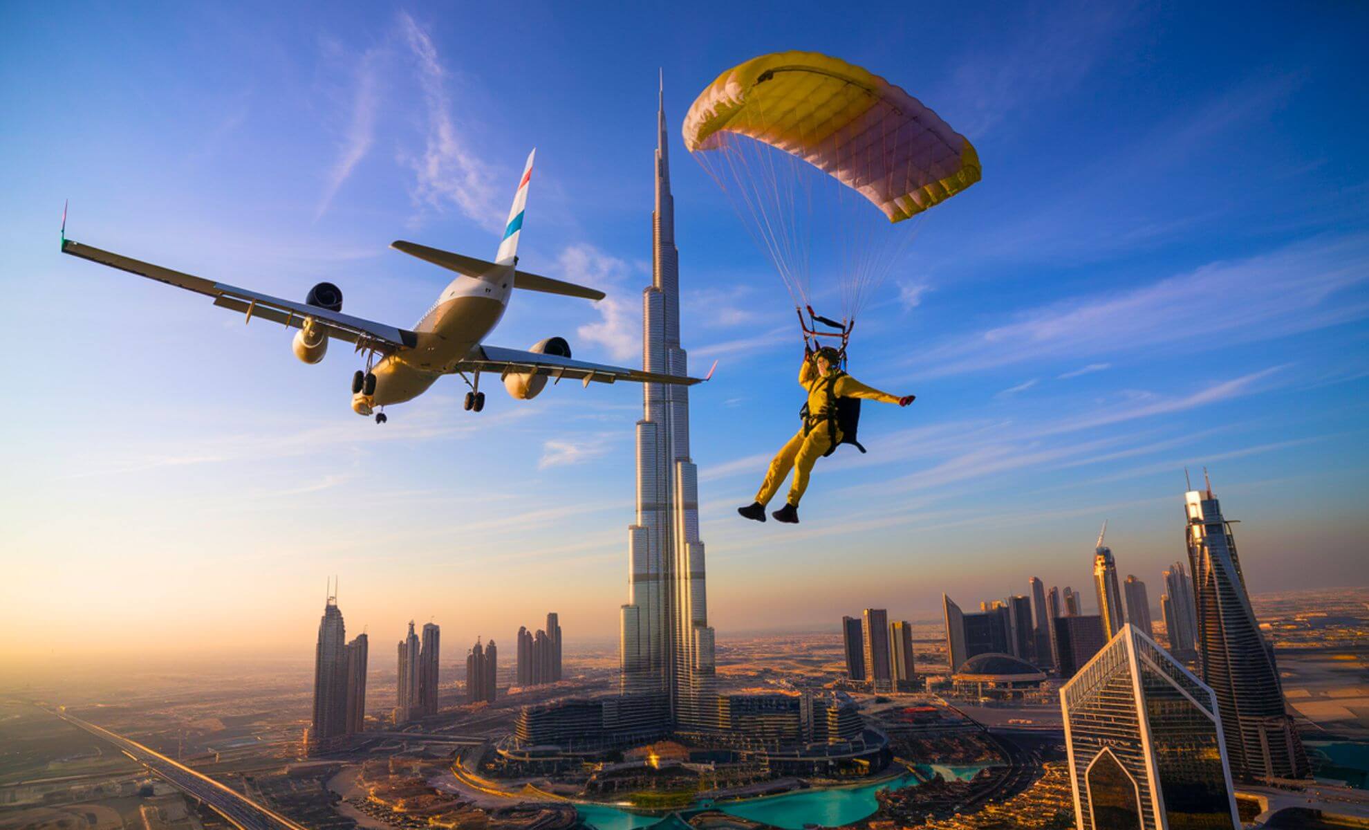 Saut en parachute depuis le Burj Khalifa à Dubaï